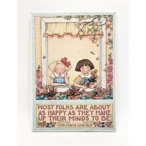 Vintage Mary Engelbreit Wall Plaque 8.5x6” Happy Positivity Flower Garden